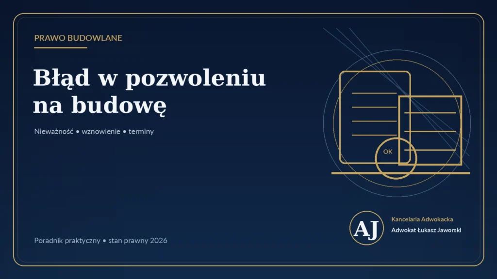 Błąd w pozwoleniu na budowę: nieważność, wznowienie i terminy — poradnik adwokata